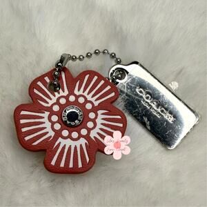 1.5" COACH Silver Tea Rose Flower Floral Bag Charm Hang Tag